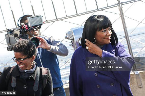 Singer Patti LaBelle visits The Empire State Building in honor of Gabrielle's Angel Foundation for Cancer Research on October 19, 2015 in New York...