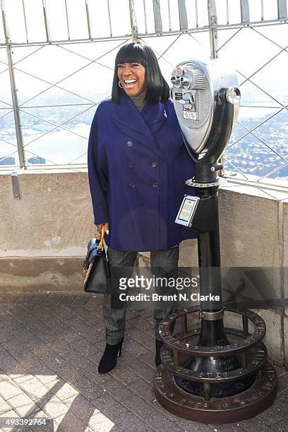 Singer Patti LaBelle visits The Empire State Building in honor of Gabrielle's Angel Foundation for Cancer Research on October 19, 2015 in New York...