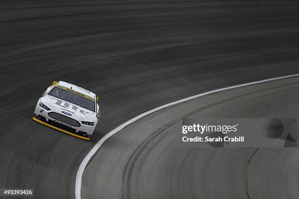 Brad Keselowski, driver of the Miller Lite Ford, practices for the NASCAR Sprint Cup Series myAFibRisk.com 400 at Chicagoland Speedway on September...