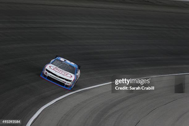 Brian Scott, driver of the Jewel-Osco/Kraft Singles Chevrolet, practices for the NASCAR Xfinity Series Furious 7 300 at Chicagoland Speedway on...