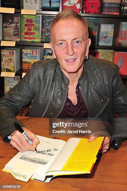 Guitarist Phil Collen signs copies of his book 'Adrenalized: Life, Def Leppard, And Beyond' at Barnes & Noble on October 19, 2015 in Huntington...