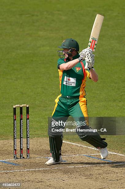 George Bailey of Tasmania bats during the Matador BBQs One Day Cup match between Tasmania and Victoria at North Sydney Oval on October 20, 2015 in...