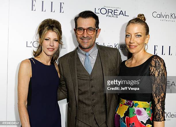 Editor-in-chief Robbie Myers, actor Ty Burrell and Holly Burrell attend the 22nd Annual ELLE Women in Hollywood Awards presented by Calvin Klein...