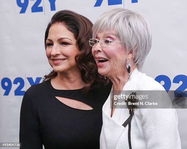 Singer Gloria Estefan and moderator Rita Moreno attend Gloria and Emilio Estefan In Conversation with Rita Moreno held at the 92nd Street Y on...