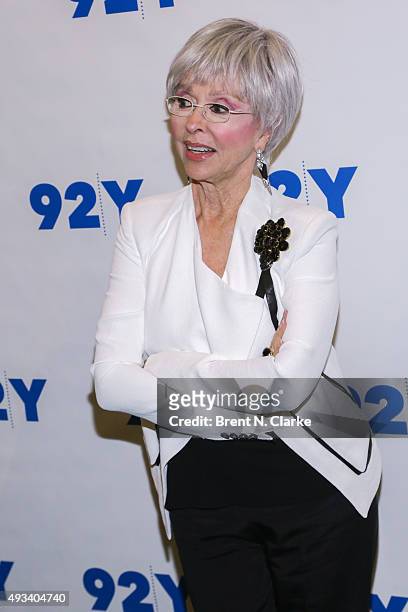 Event moderator Rita Moreno attends Gloria and Emilio Estefan In Conversation with Rita Moreno held at the 92nd Street Y on October 19, 2015 in New...