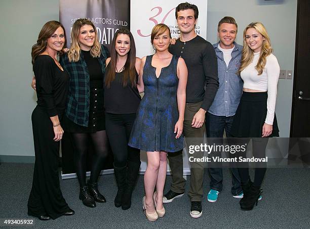 Actors Nikki Deloach, Molly Tarlov, Jillian Rose Reed, Ashley Rickards, Beau Mirchoff, Brett Davern and Greer Grammer attend The SAG Foundation's...