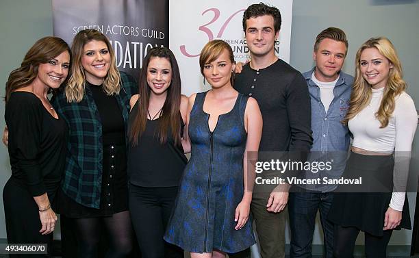 Actors Nikki Deloach, Molly Tarlov, Jillian Rose Reed, Ashley Rickards, Beau Mirchoff, Brett Davern and Greer Grammer attend The SAG Foundation's...