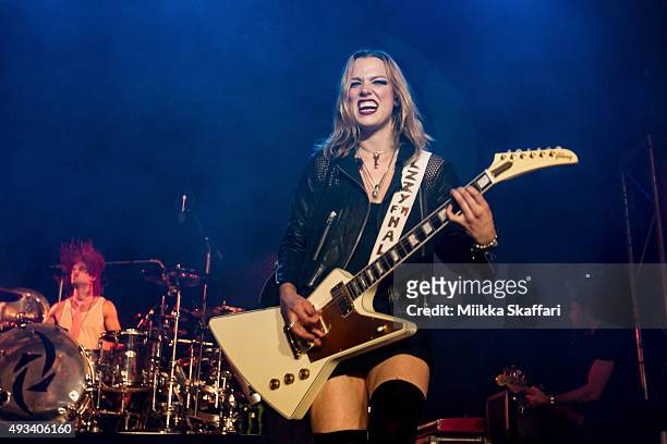 Lzzy Hale of Halestorm performs at The Regency Ballroom on October 19, 2015 in San Francisco, California.