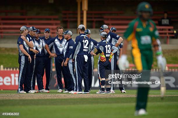 James Pattinson of Victoria looks on after dismissing Clive Rose of Tasmania during the Matador BBQs One Day Cup match between Tasmania and Victoria...