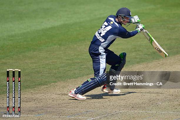 Peter Handscomb of Victoria bats during the Matador BBQs One Day Cup match between Tasmania and Victoria at North Sydney Oval on October 20, 2015 in...