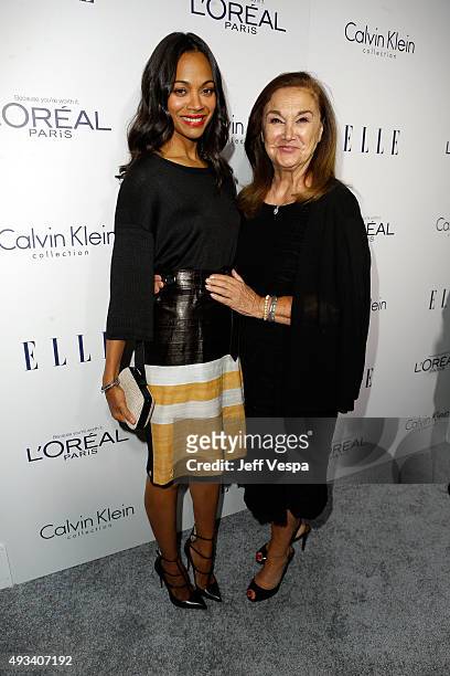 Actress Zoe Saldana and Maria DAngelo, 2013 LOréal Paris Women Of Worth honoree and founder of The Childrens Lifesaving Foundation attend the 22nd...