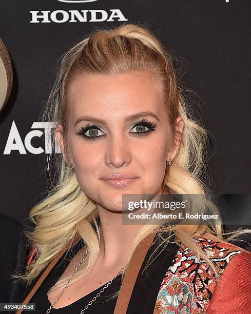 Singer Ashlee Simpson attends the Guitar Hero Live Launch Party at YouTube Space LA on October 19, 2015 in Los Angeles, California.