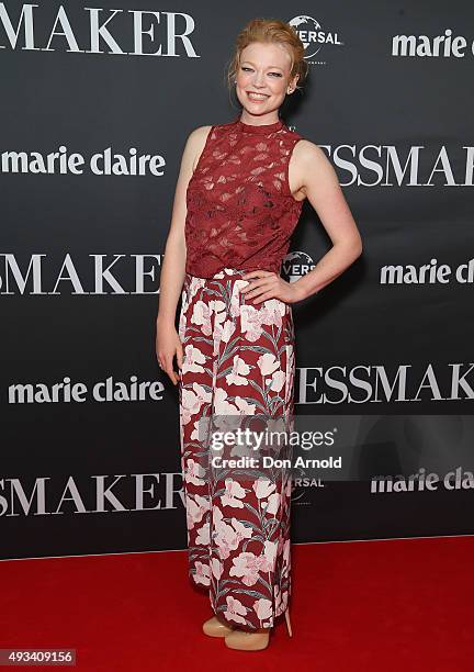Sarah Snook arrives ahead of the red carpet screening of 'The Dressmaker' on October 20, 2015 in Sydney, Australia.