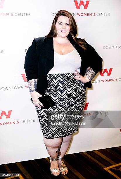 Model Tess Holliday arrives to the 'Dinner with a Cause 18th Gala' held at the JW Marriott Los Angeles at L.A. LIVE on October 15, 2015 in Los...