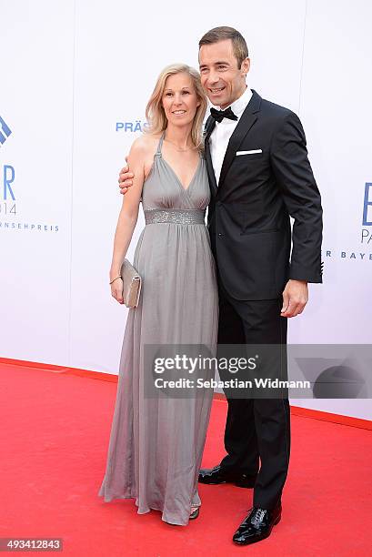 Entertainer Kai Pflaume and his wife Ilke arrive at the Prinzregententheater on May 23, 2014 in Munich, Germany.