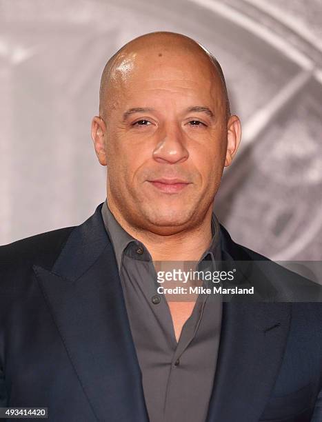 Vin Diesel attends the UK Premiere of "The Last Witch Hunter" at Empire Leicester Square on October 19, 2015 in London, England.