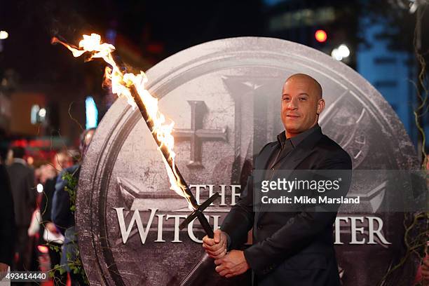 Vin Diesel attends the UK Premiere of "The Last Witch Hunter" at Empire Leicester Square on October 19, 2015 in London, England.