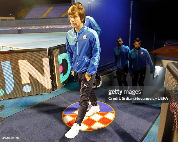 Ante Coric of Dinamo Zagreb walks onto the pitch prior to the UEFA Champions League Group F match between Dinamo Zagreb and Olympiacos FC at Maksimir...