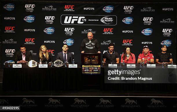 Chael Sonnen, UFC Women's Bantamweight Champion Ronda Rousey, UFC Middleweight Champion Chris Weidman, UFC President Dana White, Lyoto Machida,...