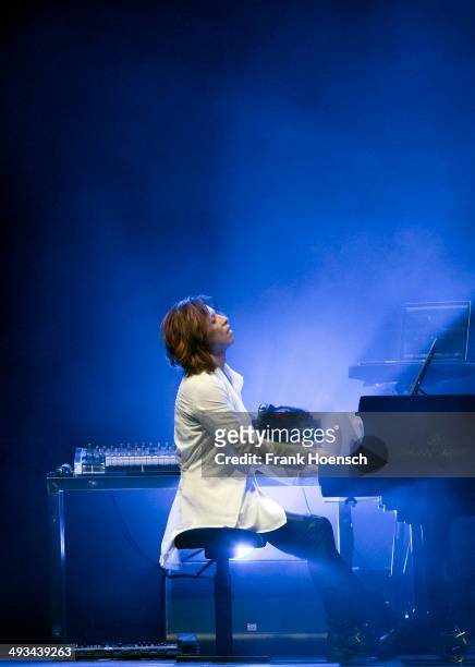 Japanese pianist Yoshiki Hayashi performs live during a concert at the Tempodrom on May 23, 2014 in Berlin, Germany.