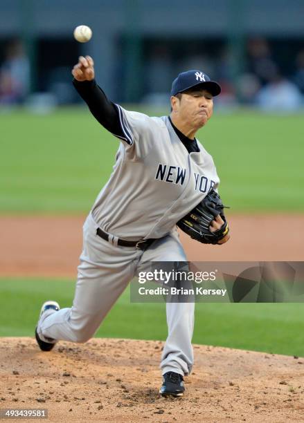 Starting pitcher Hiroki Kuroda of the New York Yankees delivers a pitch during the first inning against the Chicago White Sox at U.S. Cellular Field...