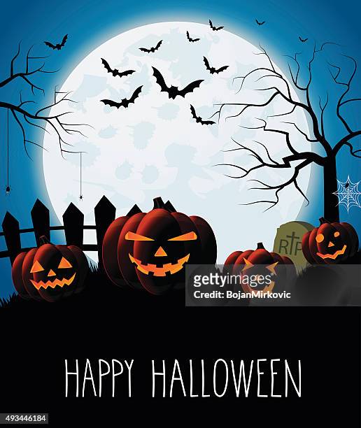 halloween poster. happy halloween handwritten text - informationsgrafik stock illustrations