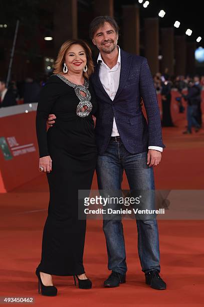 Monica Setta and Beppe Convertini attend a red carpet for 'Ville-Marie' during the 10th Rome Film Fest on October 20, 2015 in Rome, Italy.
