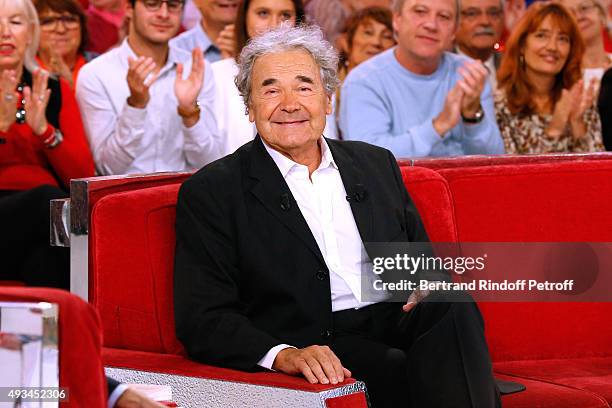 Singer Pierre Perret presents his Book "Les grandes pointures de l'histoire" during the 'Vivement Dimanche' French TV Show at Pavillon Gabriel on...