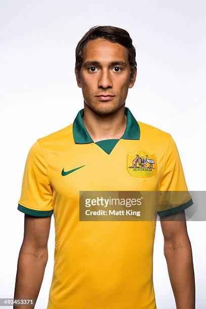 Adam Sarota poses during an Australian Socceroos headshots session at Crowne Plaza Terrigal on May 20, 2014 in Sydney, Australia.