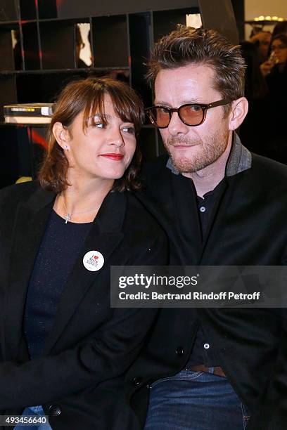 Actress Emma de Caunes and her husband Musician Jamie Hewlett attend the 'New American Art', Exhibition of Artists Matthew Day Jackson and Rashid...