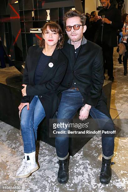 Actress Emma de Caunes and her husband Musician Jamie Hewlett attend the 'New American Art', Exhibition of Artists Matthew Day Jackson and Rashid...