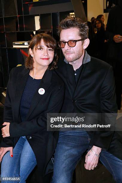 Actress Emma de Caunes and her husband Musician Jamie Hewlett attend the 'New American Art', Exhibition of Artists Matthew Day Jackson and Rashid...