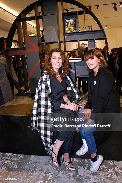 Mademoiselle Agnes Boulard and Actress Emma de Caunes attend the 'New American Art', Exhibition of Artists Matthew Day Jackson and Rashid Johnson,...