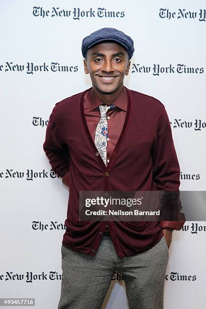 Marcus Samuelsson, chef and restaurateur attends The New York Times Food For Tomorrow Conference 2015 at Stone Barns Center for Food & Agriculture on...