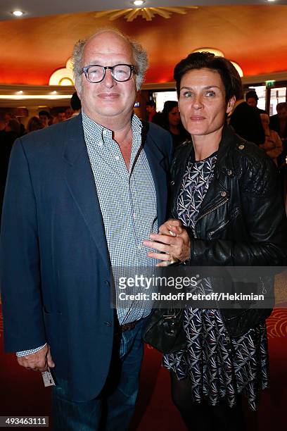Doctor Francois Olivenne and his CompanionMichele attend the 'Bigard Fete Ses 60 Ans' One Man Show at Le Grand Rex on May 23, 2014 in Paris, France.