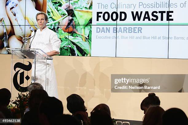 Dan Barber, chef and author, Blue Hill speaks onstage at The New York Times Food For Tomorrow Conference 2015 at Stone Barns Center for Food &...