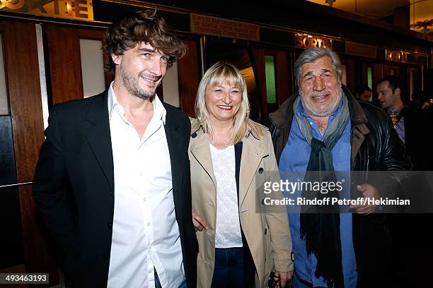 Christine Bravo , her companion Ronald Buisson and Jean-Pierre Castaldi attend the 'Bigard Fete Ses 60 Ans' One Man Show at Le Grand Rex on May 23,...