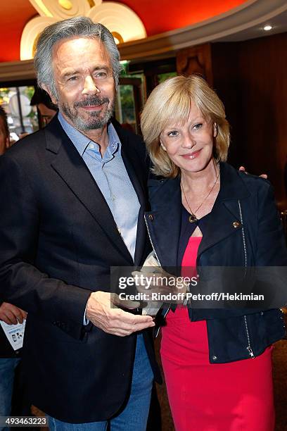 Actress Elisa Servier and Pascal Cromback attend the 'Bigard Fete Ses 60 Ans' One Man Show at Le Grand Rex on May 23, 2014 in Paris, France.