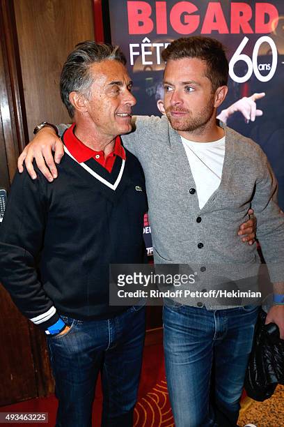 Journalist Gerard Holtz and his son Antoine attend the 'Bigard Fete Ses 60 Ans' One Man Show at Le Grand Rex on May 23, 2014 in Paris, France.