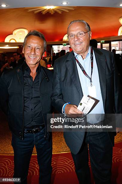 Producers Daniel Moyne and Gerard Louvin attend the 'Bigard Fete Ses 60 Ans' One Man Show at Le Grand Rex on May 23, 2014 in Paris, France.