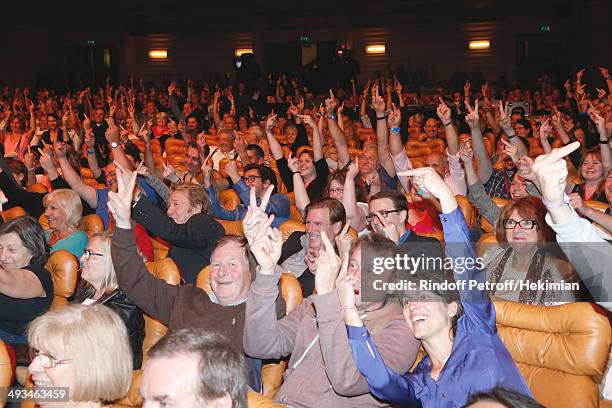 Illustration view of the public at the 'Bigard Fete Ses 60 Ans' One Man Show at Le Grand Rex on May 23, 2014 in Paris, France.