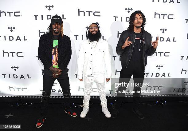 Meechy Darko, Zombie Juice and Erick Arc Elliott of Flatbush Zombies attend TIDAL X: 1020 Amplified by HTC at Barclays Center of Brooklyn on October...