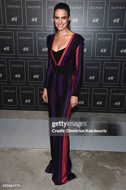 Model Cameron Russell attends the BALMAIN X H&M Collection Launch at 23 Wall Street on October 20, 2015 in New York City.