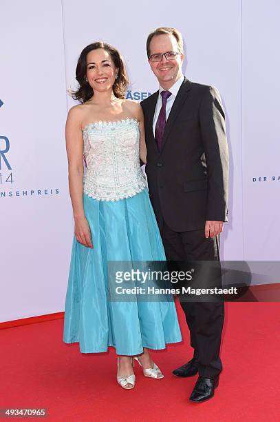 Markus Rinderspacher and wife attend the 'Bayerischer Fernsehpreis 2014' at Prinzregententheater on May 23, 2014 in Munich, Germany.