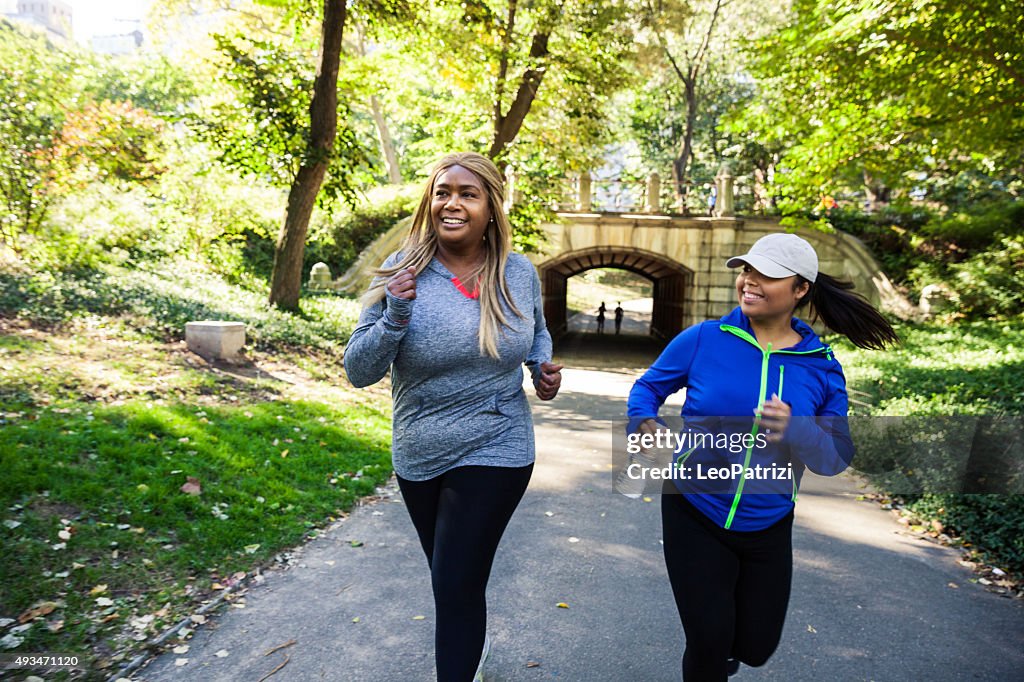 Women jogging in Central Park New York