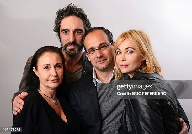 French actress Emmanuelle Beart , her partner, Frederic Chaudier , her sister Eve Beart, jewels designer and her brother, photographer Olivier...