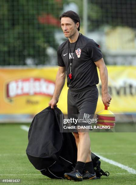 Croatia's national football team coach Niko Kovac is pictured during a training session in Bad Tatzmannsdorf, Austria on May 23, 2014 as part of...