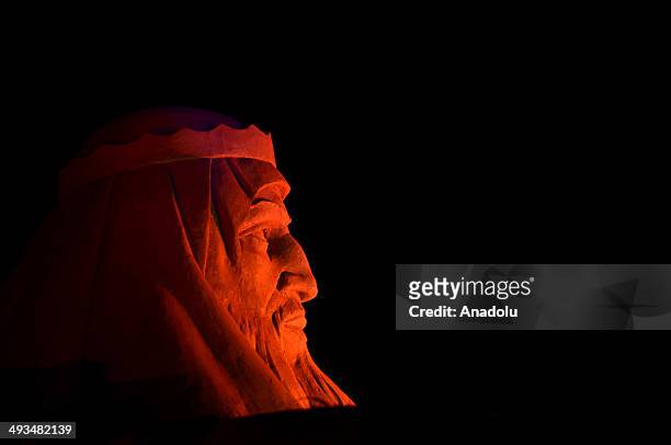 The statue of Arab commander Khalid ibn al-Walid is displayed at International Antalya Sand Sculpture Festival , which is among the worlds largest...