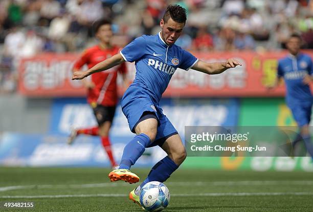 Alex Schalk of PSV Eindhoven controls the ball during the friendly match between PSV Eindhoven and Gyeongnam FC at Changwon Stadium on May 24, 2014...