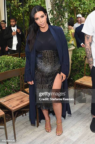 Personality Kim Kardashian attends CFDA/Vogue Fashion Fund Show and Tea at Chateau Marmont on October 20, 2015 in Los Angeles, California.